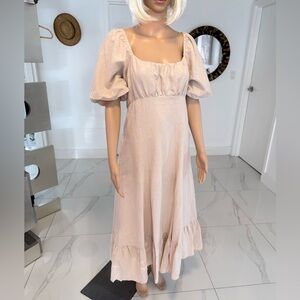 NWT In Loom Cream Midi Dress with Puff Sleeves